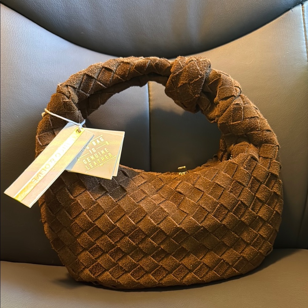 Brown Woven Leather Bag